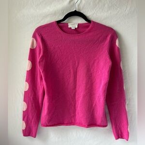 Charter Club 100% Cashmere Women's Sweater Pink Long Sleeve Spots Scoop Neck